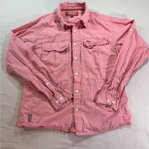 Simms Light Pink Button-Up Vented  Fishing Shirt Women's Small 100% Cotton